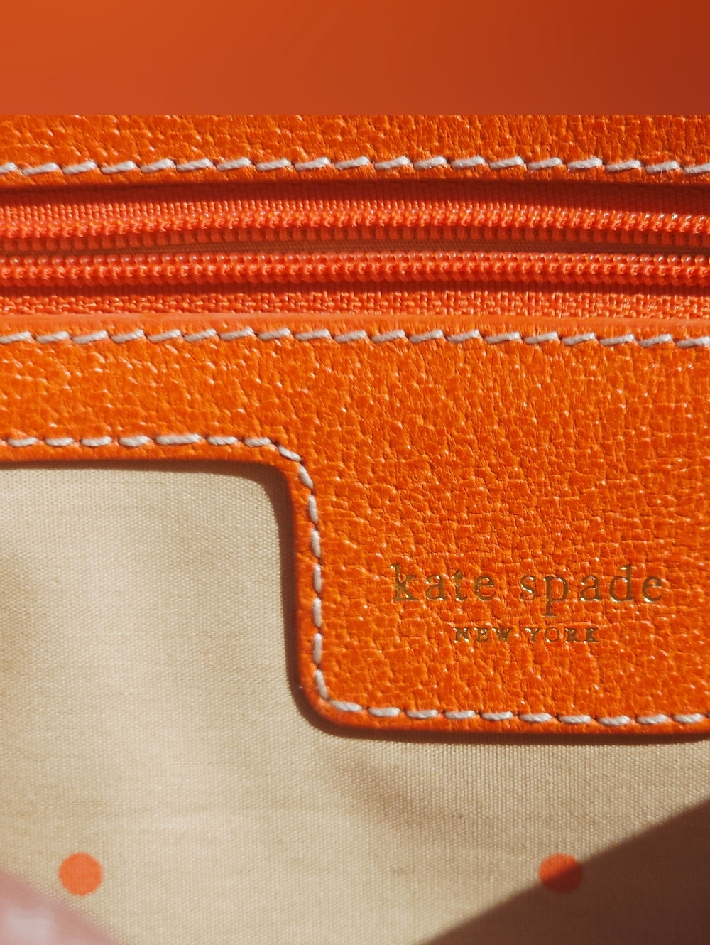 Vintage Kate Spade NY Straw Raffia & Leather "Ava" Clutch — Sunset Orange - Picture 3 of 6